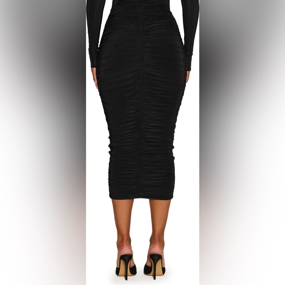 Naked Wardrobe Hourglass V-Waist Ruched Midi - Picture 2 of 9